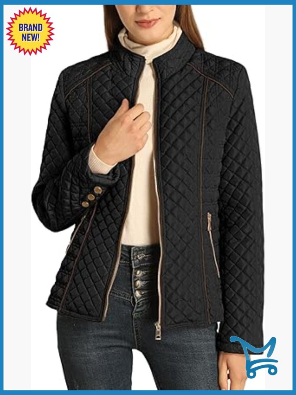 Stand Collar Lightweight Quilted Puffer Jacket Zip Coat
